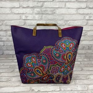 Tote Purse Bag Purple Paisley Design Large